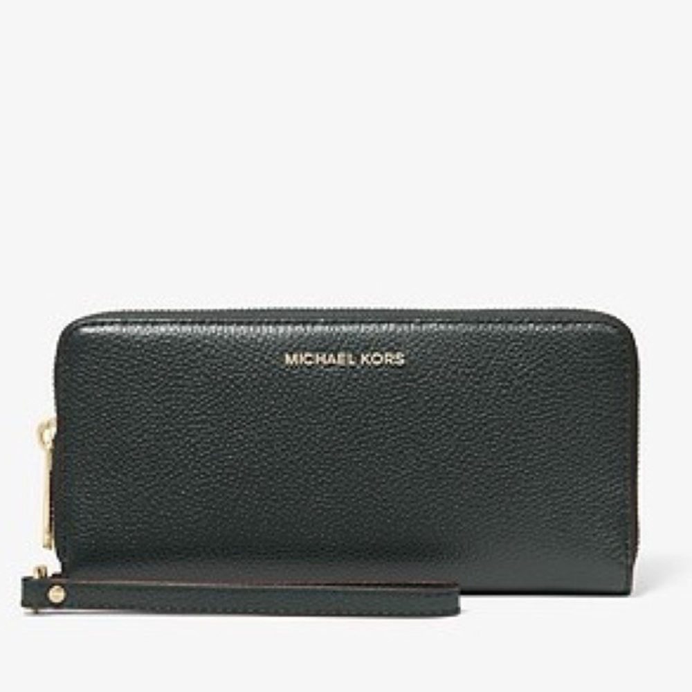 Michael Kors Black Leather Continental Wristlet